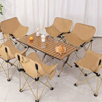 Portable Outdoor Camping Table and Chair Set with Folding Moon Chairs