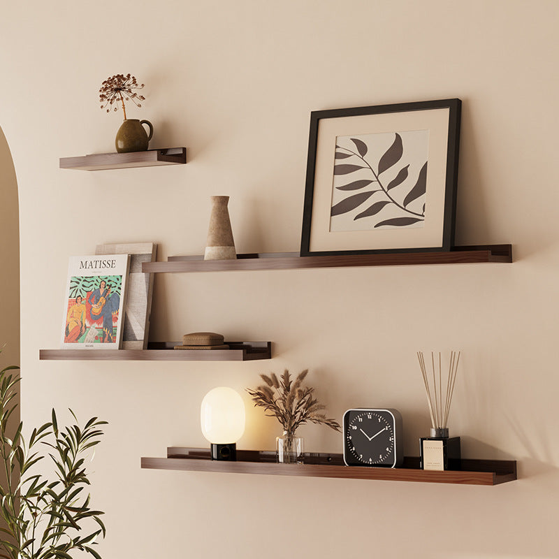 Solid Wood Wall Shelf Floating Wall-Mounted Storage Shelf for Living Room, Books, and Decor