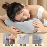 Inflatable U-Shaped Travel Pillow with Press-Type Inflation for Neck Support