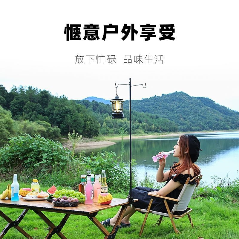 Portable Aluminum Alloy Camping Lantern Stand with Ground Stake and Storage Bag