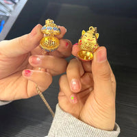 Lucky Cat Essential Oil Diffuser Locket Necklace with Chime Ball