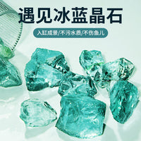 Decorative Ice Blue Glass Stones for Aquarium Landscaping and Fish Tank Decoration