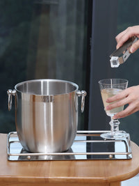 European Style 304 Stainless Steel Double-Layer Ice Bucket for Wine, Beer, and Spirits