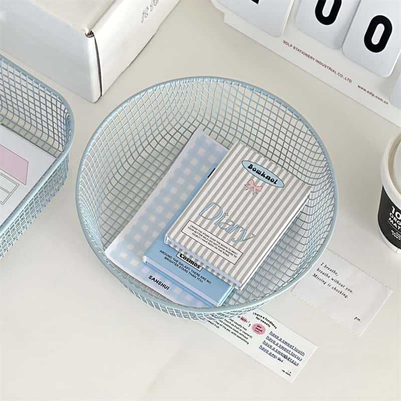 Macaron Color Iron Art Round Storage Basket for Snacks, Fruits, Toys, and Sundries