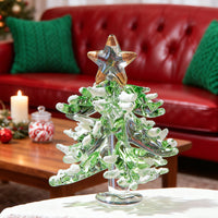 Handmade Glass Christmas Tree Figurine for Desktop & Aquarium Decor
