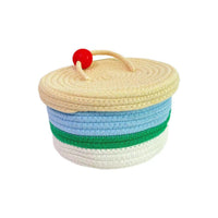 Hand-Woven Cotton Rope Storage Basket with Lid for Home Organization