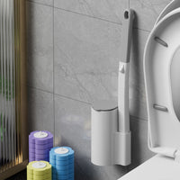 Disposable Toilet Brush Set with Wall-Mounted Holder, No Dead Ends Cleaning