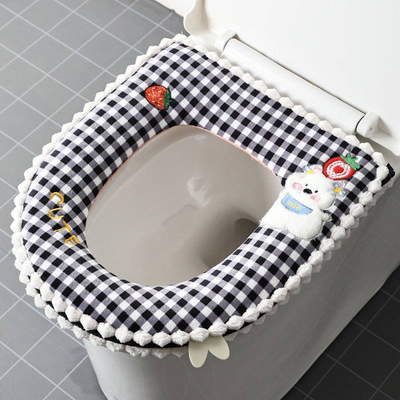 Toilet Seat Cushion, Thickened Waterproof Plush Toilet Seat Cover for Winter, All Seasons Universal