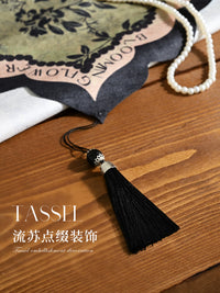 American Retro Chenille Table Runner with Tassels for Dining Table, TV Cabinet, Sideboard Decor