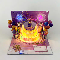 3D Pop-Up Birthday Card with Lights & Music, Blow-Out Candle Effect