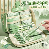 Flip-Top Vintage Style Large Capacity Pencil Case Multifunctional Student Stationery Box for Boys and Girls