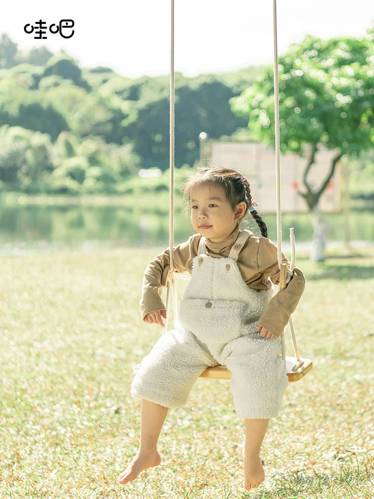 WOBOINNO Indoor/Outdoor Wooden Swing for Kids and Adults