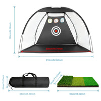 Golf Hitting Net with Mat and Balls, 2m Portable Driving Range Practice Cage for Indoor Outdoor Training