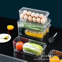 PET Refrigerator Drawer Organizer with Lid, Stackable Transparent Kitchen Storage Box