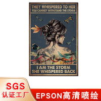 Bohemian Inspirational Canvas Wall Art for Bedroom & Living Room Decor, "I Am The Storm" Quote Print