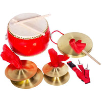 Traditional Chinese Percussion Instrument Set for Adults and Children - Gong, Cymbals, and Drum for Performances