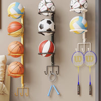 Wall-Mounted Ball Storage Rack for Home, Punch-Free Organizer for Basketball, Volleyball, Soccer Balls