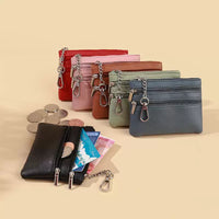 Minimalist Keychain Coin Purse for Men and Women, Multi-layer Zipper Card Holder Wallet