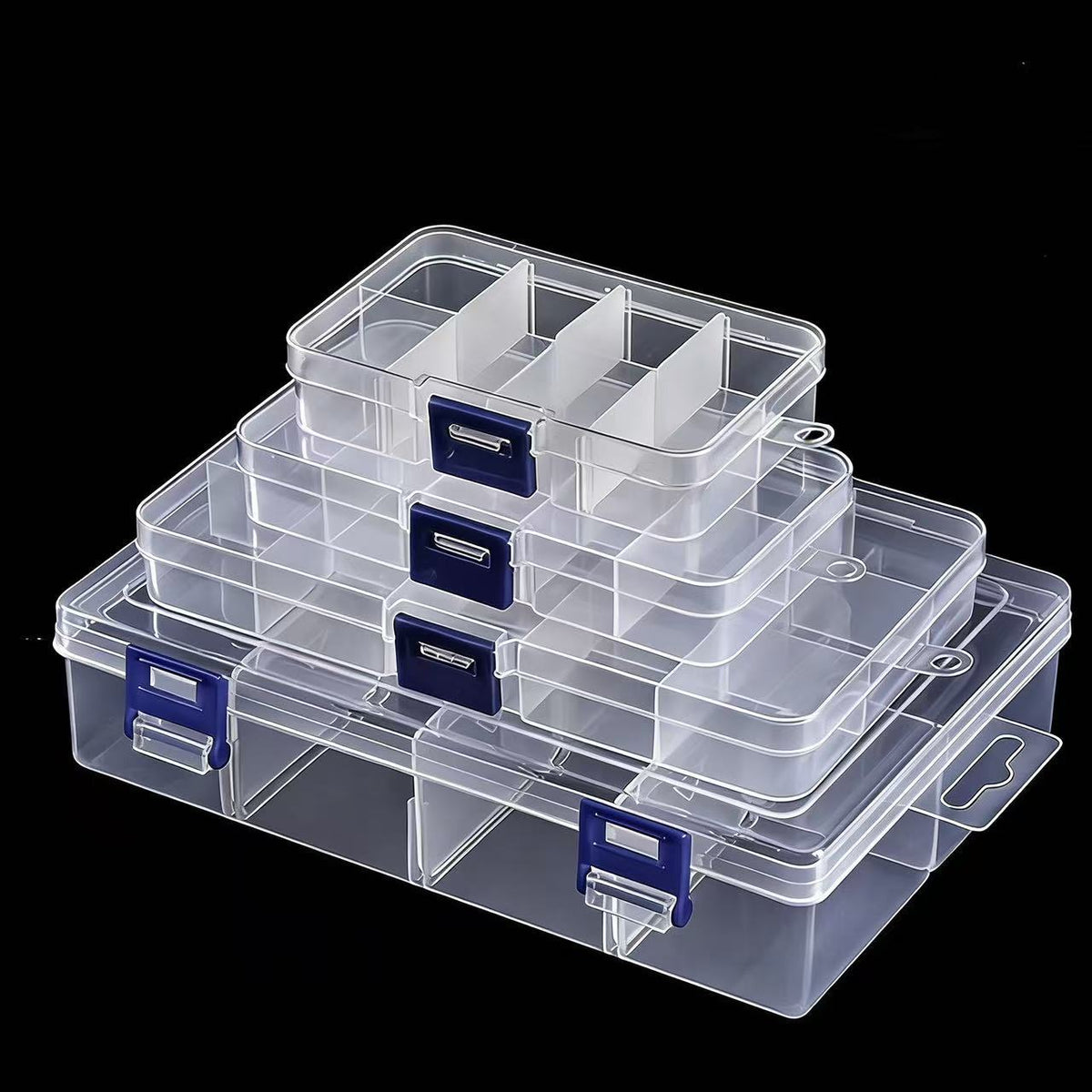 Clear Plastic Storage Box with Removable Dividers for Jewelry, Tools, and Small Items