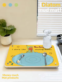 Kitchen Sink Caddy with Diatomaceous Earth Absorbent Mat for Utensils and Dish Drying