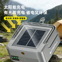 Smile Shark Solar Camping Lantern with Dual Color Light, Magnetic Base, and Stand Socket for Outdoor & Emergency Use