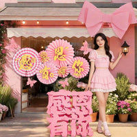 Grand Opening Pink Theme Window Display Decoration Set with Bows