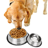 Stainless Steel Pet Bowl Non-Slip Anti-Tip Easy Clean Food Water Feeder for Dogs and Cats