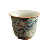 Ru Kiln Style Auspicious Rabbit Teacup Ceramic Tea Bowl for Home Tea Ceremony
