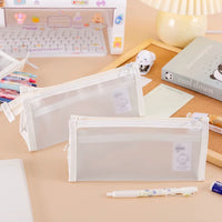 Translucent Frosted Waterproof Pencil Pouch, Large Capacity Double-Layer Stationery Organizer Bag