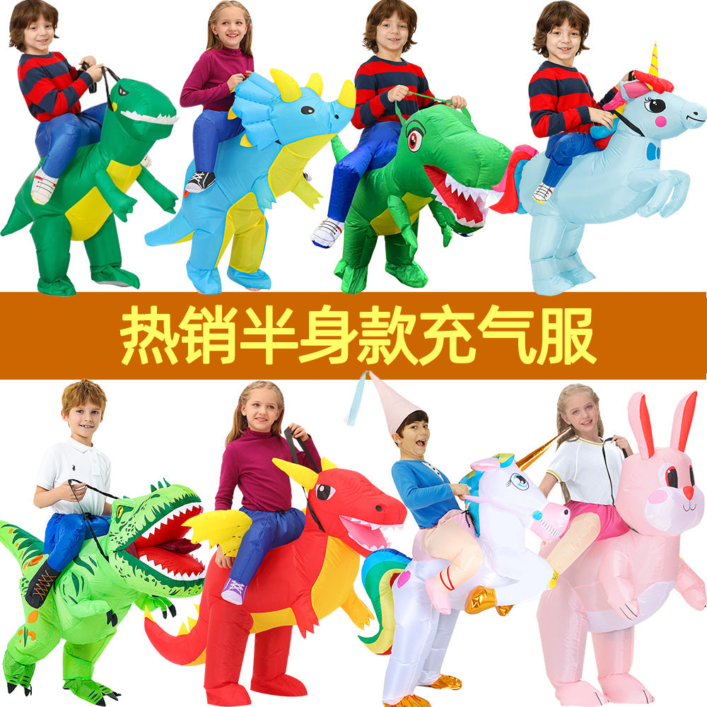 Inflatable Dinosaur Rider Costume for Halloween & Parties - Adult & Kids Sizes