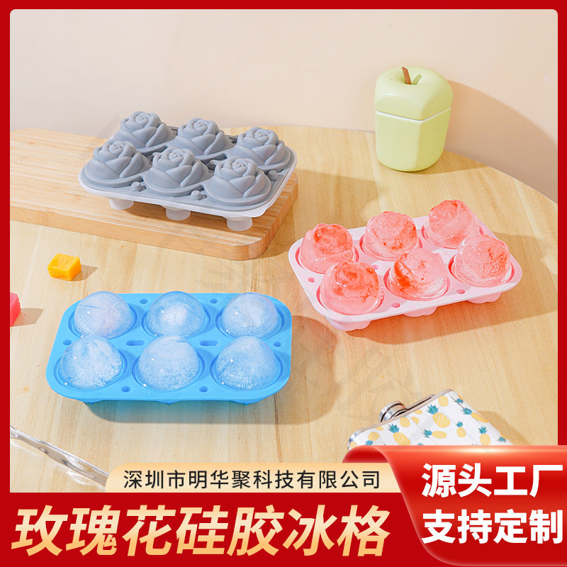 Silicone Rose & Round Ice Ball Mold for Whiskey and Cocktails