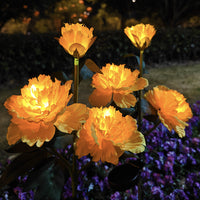 Solar Peony Flower LED Garden Stake Lights - Outdoor Waterproof Decorative Landscape Lamps