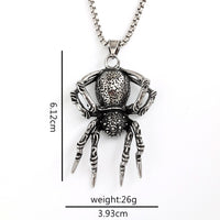 Vintage Stainless Steel Spider Pendant Necklace for Halloween