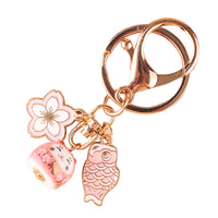 Sakura Lucky Cat Ceramic Charm for DIY Crafts and Keychains