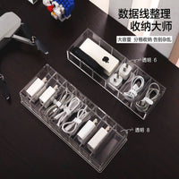 Clear Acrylic Multi-Compartment Organizer Box for Cables and Small Items