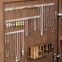 Behind-Mirror Jewelry Organizer with Hooks for Necklaces, Bracelets, and Earrings - Wall-Mounted Display Rack