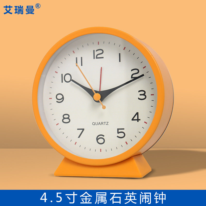 Modern Minimalist Metal Alarm Clock with Night Light for Kids Bedroom Desk