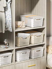 Home Storage Baskets Plastic Kitchen Cabinet Organizer Bins for Snacks Toys Dorm Desktop