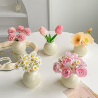 Artificial Tulip Flower Arrangement with Ceramic Vase for Desktop Decor