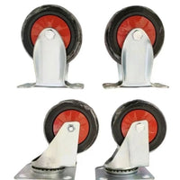 Directional Swivel Caster Wheels with Brake, Silent Rubber, 4-5 Inch for Carts and Trolleys
