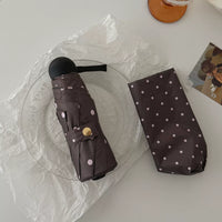 Jiaomei Korean Style Polka Dot Portable Umbrella, Dual-Use Sun and Rain Capsule Umbrella, Blackout Sunshade