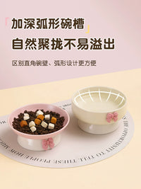 Elevated Ceramic Pet Bowl for Cats and Small Dogs - Tilted Wide Mouth Food and Water Dish