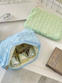 Sequined Chiffon Flower Coin Purse Key Pouch for Women