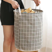 Foldable Cotton Linen Laundry Hamper with Waterproof Lining