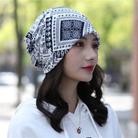 Autumn Winter Korean Style Square Paisley Beanie Scarf Dual-Use Headwear