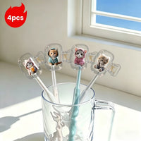 4-Pack Cute Cat Toothbrush Holder Clips Portable Travel Toothbrush Head Protectors