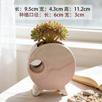 Creative Round Ceramic Succulent Planter with Ice Crack Glaze for Indoor Plants