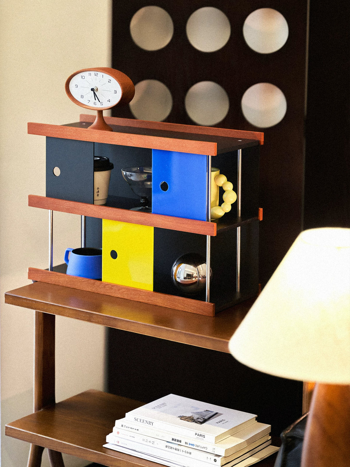 Mid-Century Style Ash Wood Cosmetic Storage Rack Multi-functional Desktop Organizer