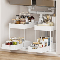 Under-Cabinet Pull-Out Kitchen Storage Rack with Drainer