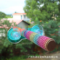 Parrot Perch with Suction Cup, Acrylic Gradient Stand for Birds, Grinding Claw Toy